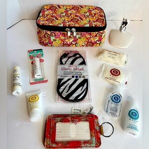 COSMETIC BAG, SLEEP MASK, WALLET KEY CHAIN, POLISH HOLDER &  7 HYGIENE I…